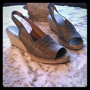 Clarks Denim with gold sparkle Clark's espadrille.